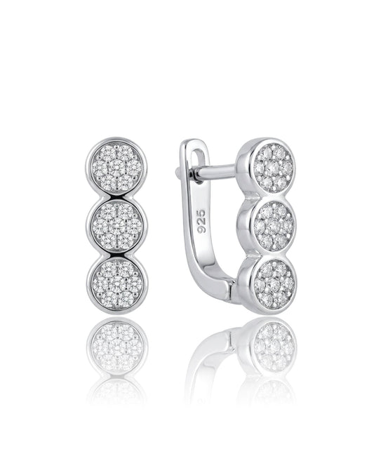 sidabriniai trigubi auskarai su cirkoniais