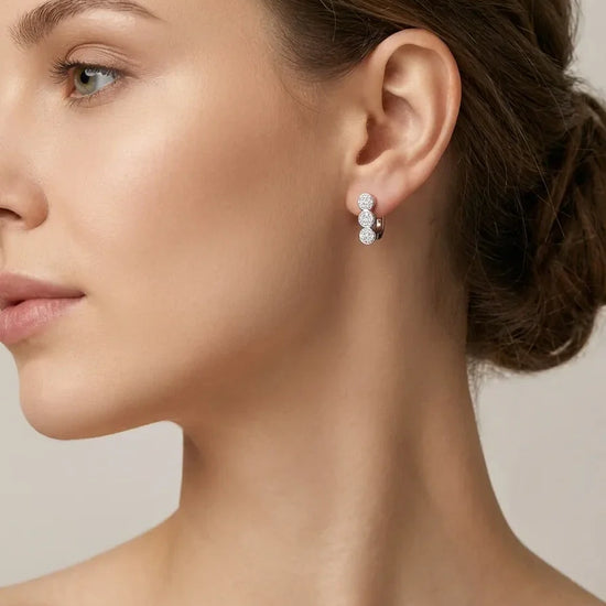 sidabriniai auskarai su trimis apskritimais