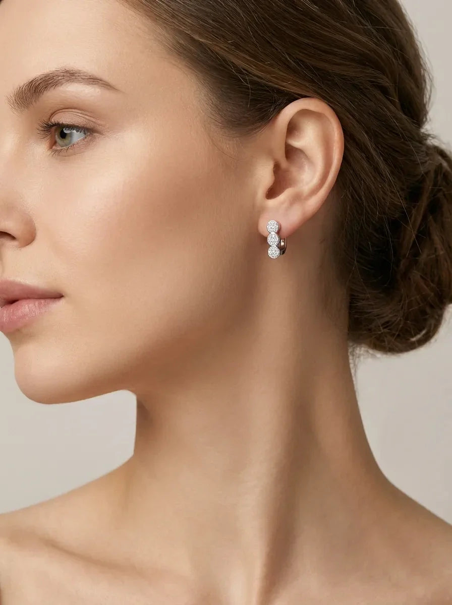 sidabriniai auskarai su trimis apskritimais