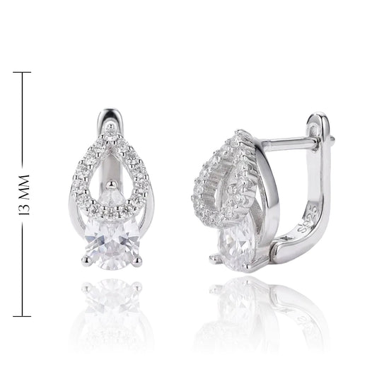 sidabriniai auskarai su centriniu cirkoniu