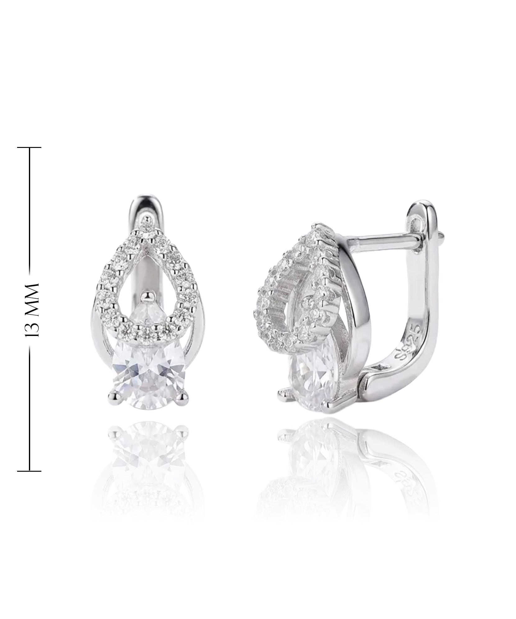 sidabriniai auskarai su centriniu cirkoniu