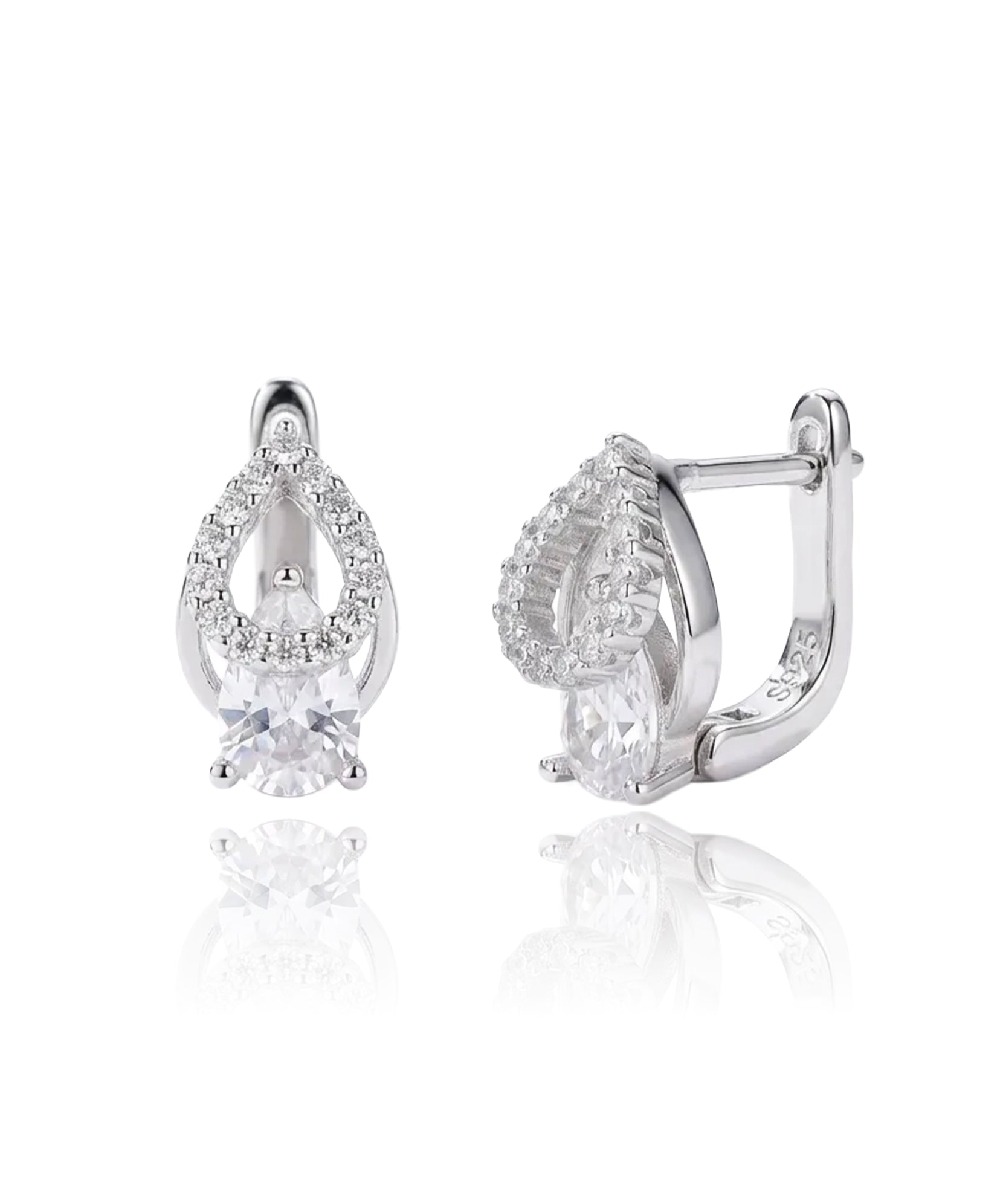 sidabriniai auskarai su cirkoniais lašas