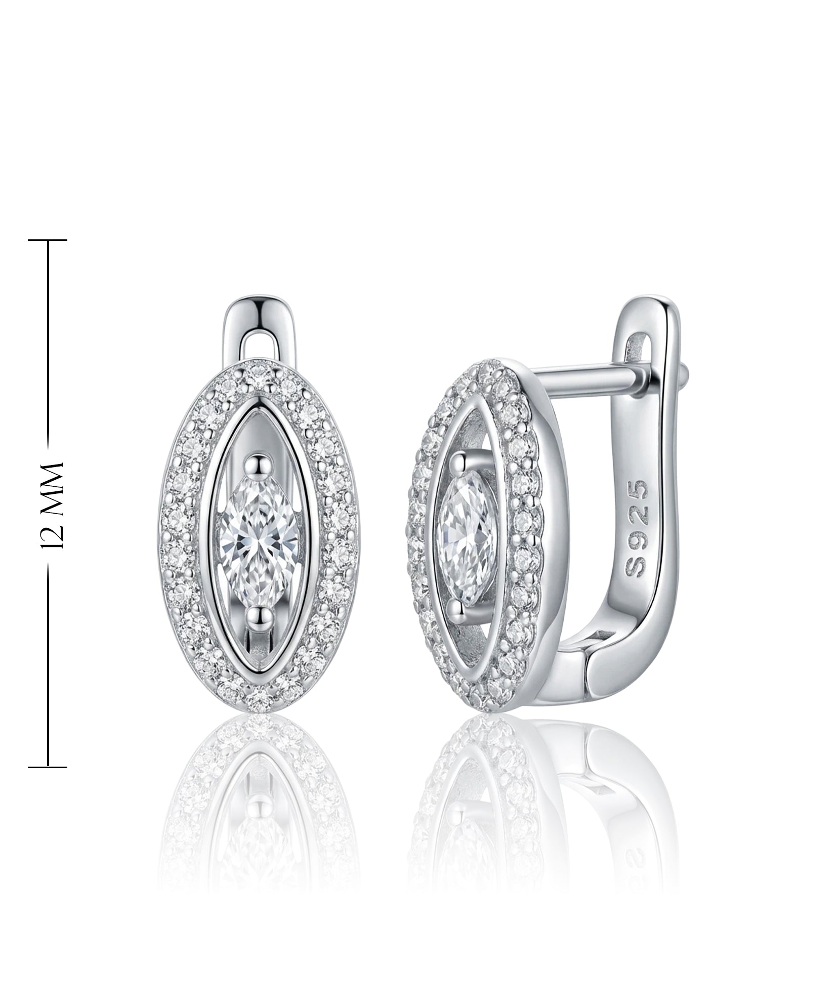 sidabriniai auskarai su centriniu cirkoniu