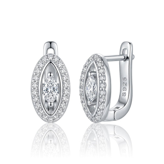 sidabriniai auskarai su ovalo formos cirkoniais