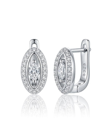 sidabriniai auskarai su ovalo formos cirkoniais