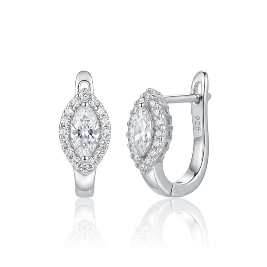 sidabriniai auskarai su markizės formos cirkoniu