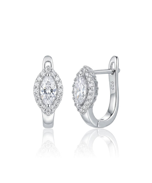 sidabriniai auskarai su markizės formos cirkoniu