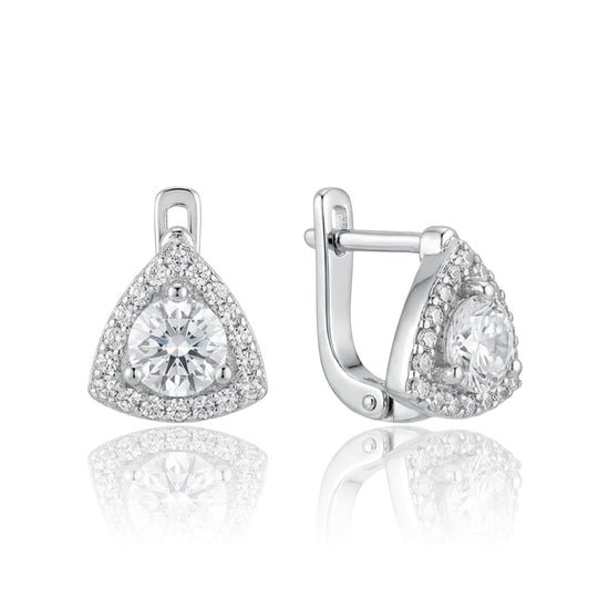 sidabriniai auskarai su trikampio formos cirkoniu