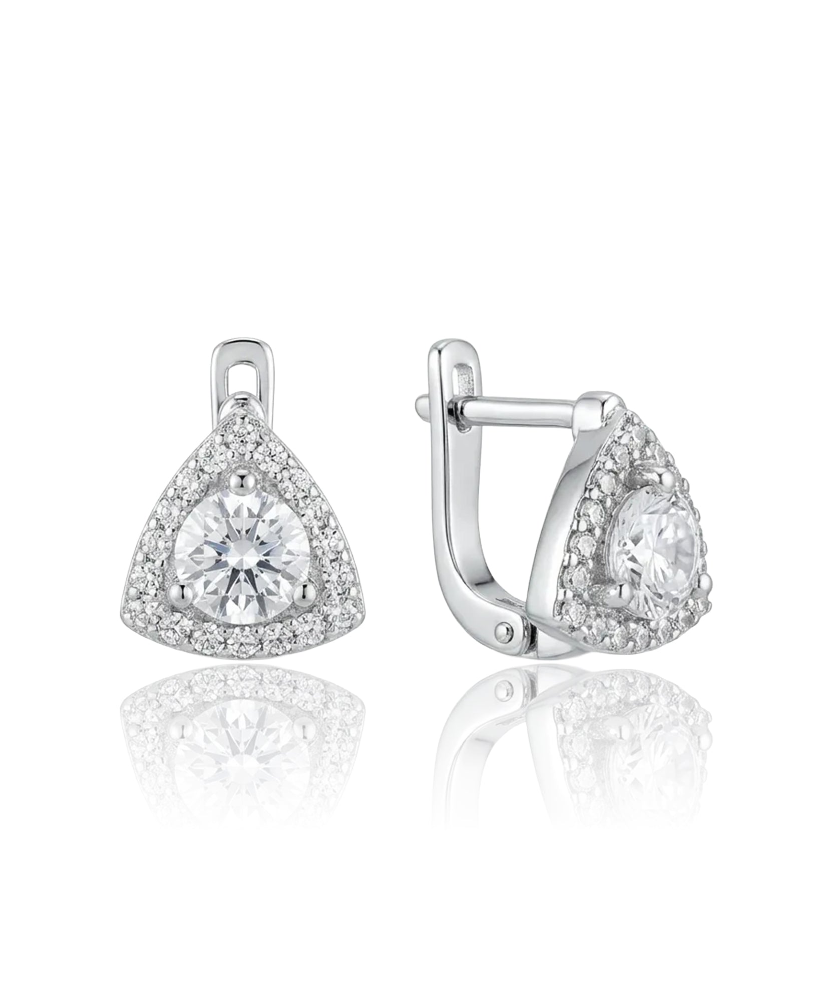 sidabriniai auskarai su trikampio formos cirkoniu