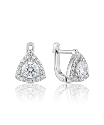 sidabriniai auskarai su trikampio formos cirkoniu