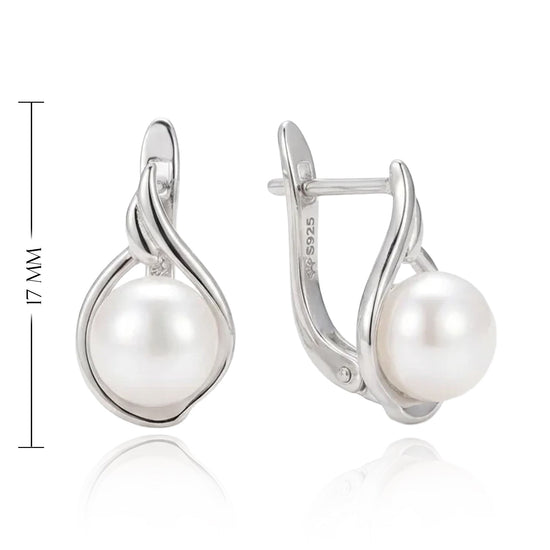 elegantiški auskarai su perlu