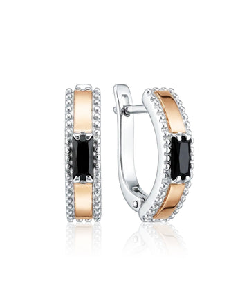 sidabriniai auskarai su juodu akmeniu