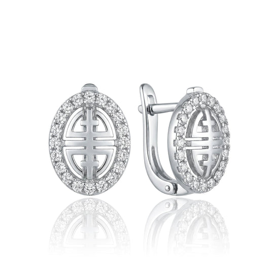 sidabriniai ovalūs auskarai su cirkoniais