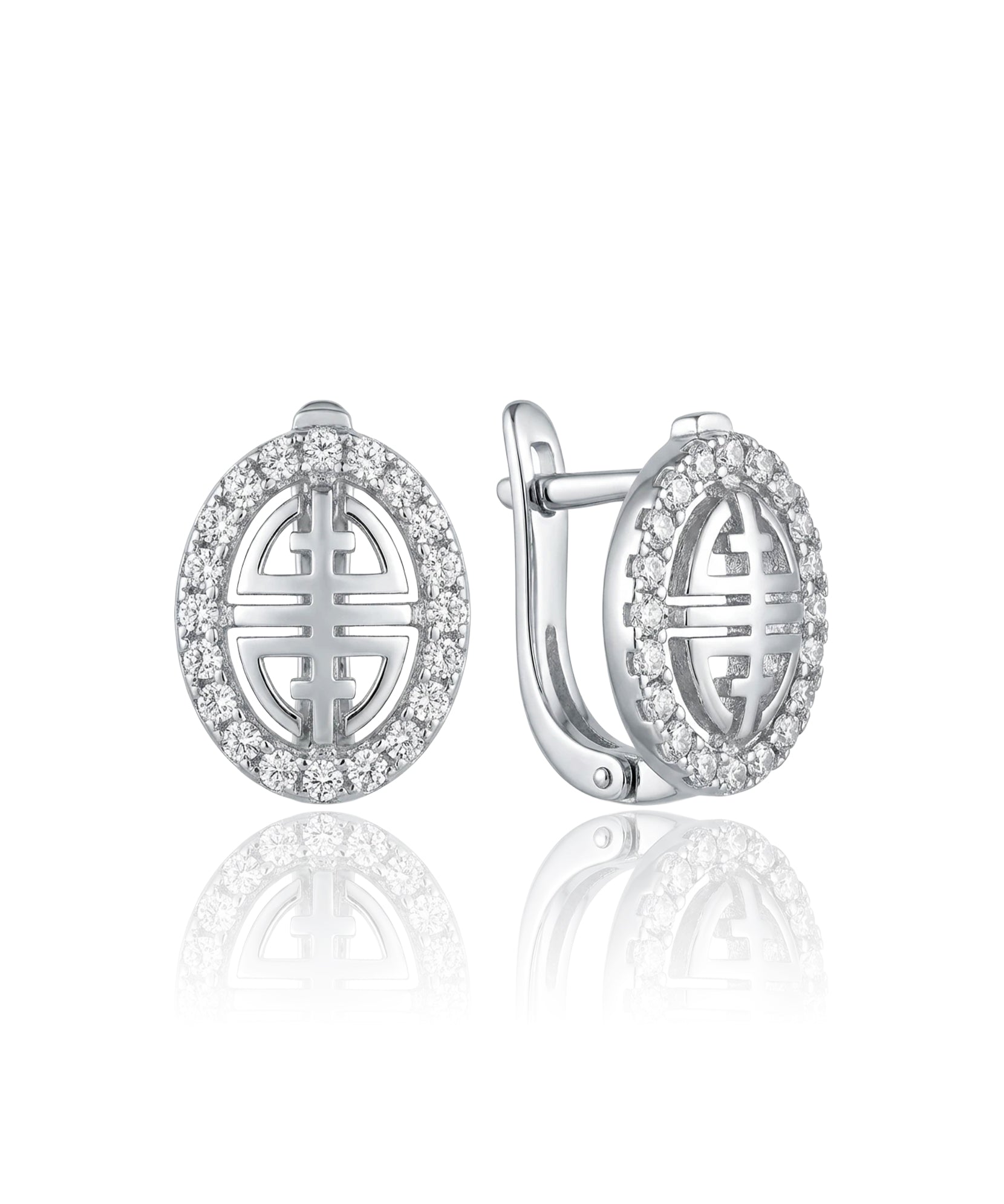 sidabriniai ovalūs auskarai su cirkoniais