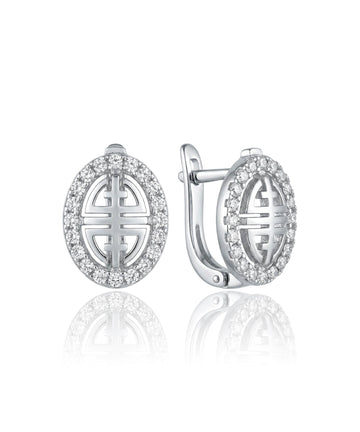 sidabriniai ovalūs auskarai su cirkoniais