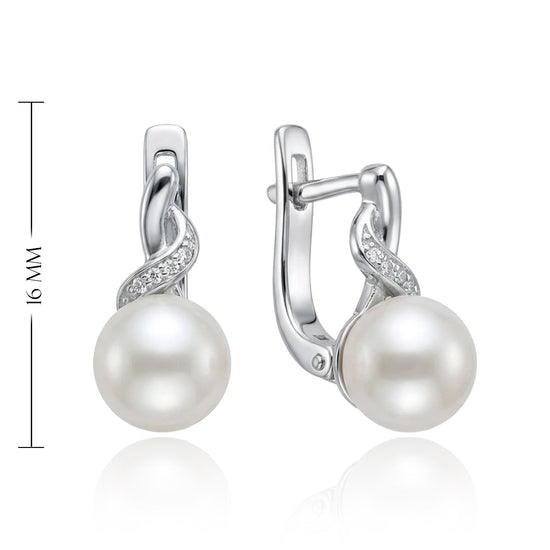 auskarai su perlu ir cirkoniais