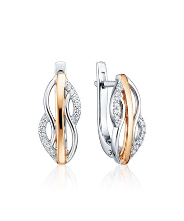 sidabriniai auskarai su aukso spalvos detalėmis