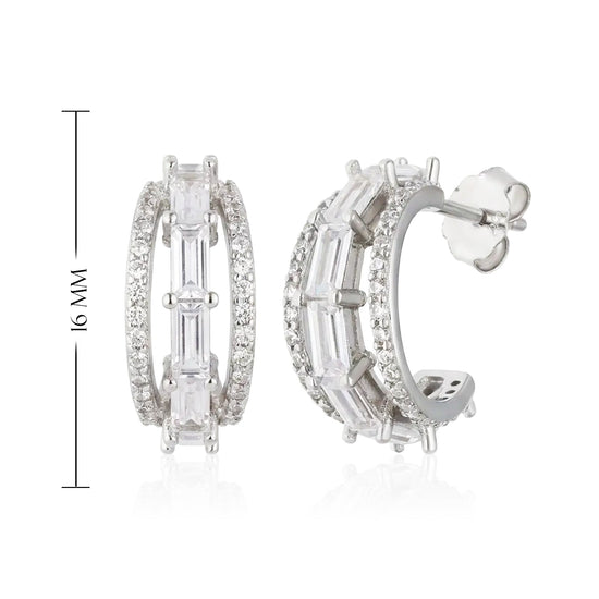 Elegantiški sidabriniai auskarai su cirkoniais