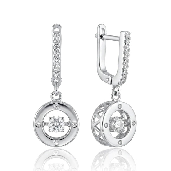 sidabriniai auskarai su judančiu cirkoniu