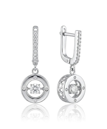 sidabriniai auskarai su judančiu cirkoniu