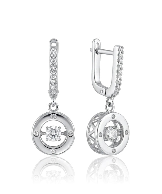 sidabriniai auskarai su judančiu cirkoniu