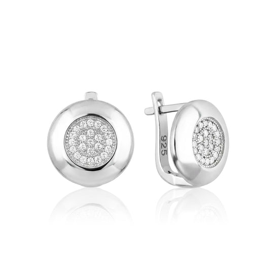 apvalūs sidabriniai auskarai su cirkoniu