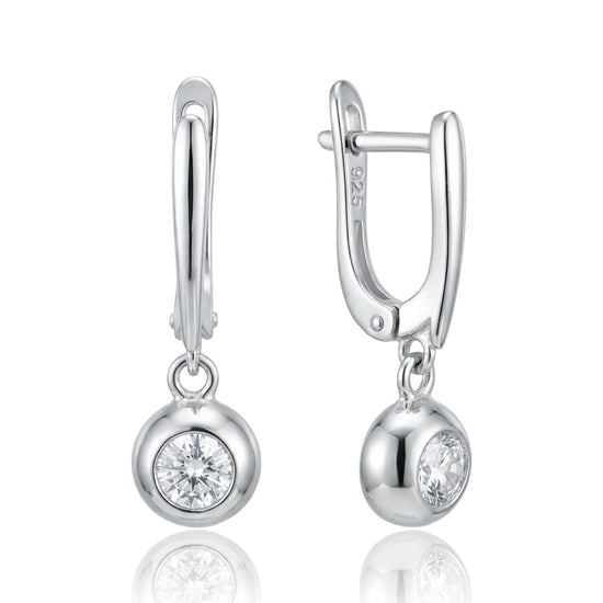 sidabriniai auskarai su kabančiu cirkoniu