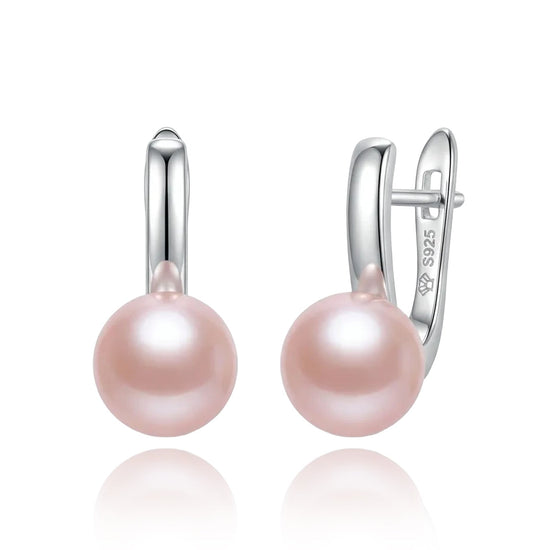 sidabriniai auskarai su rožiniu perlu