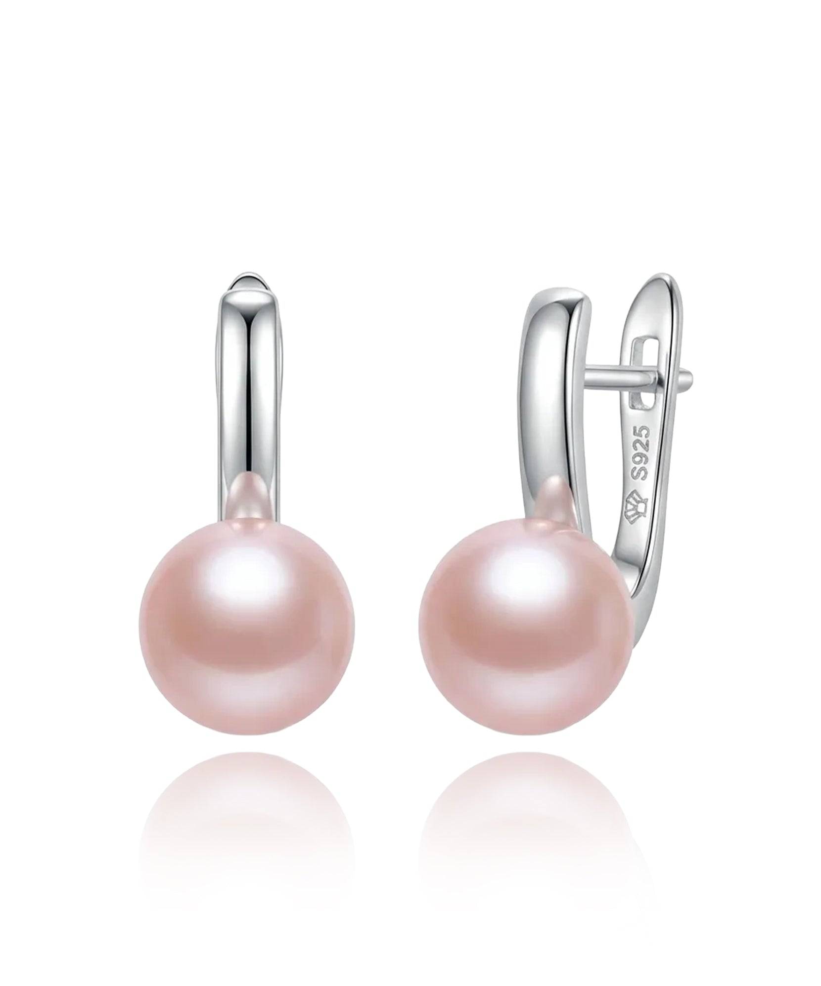 sidabriniai auskarai su rožiniu perlu