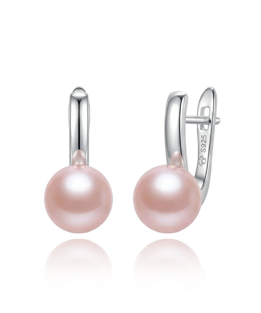 sidabriniai auskarai su rožiniu perlu