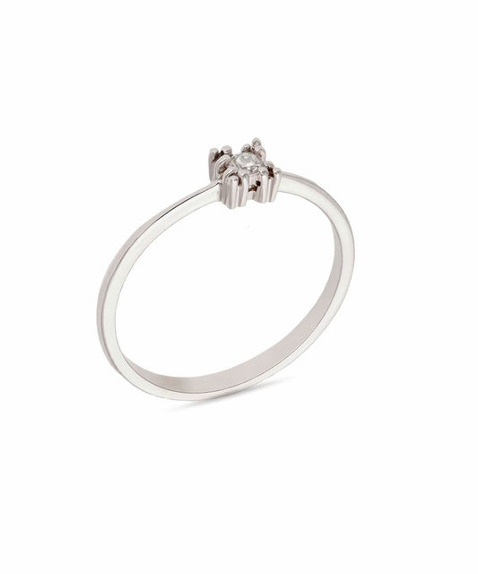 Baltas auksinis žiedas su briliantu