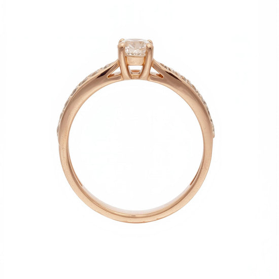 Elegantiškas raudono aukso žiedas su briliantais