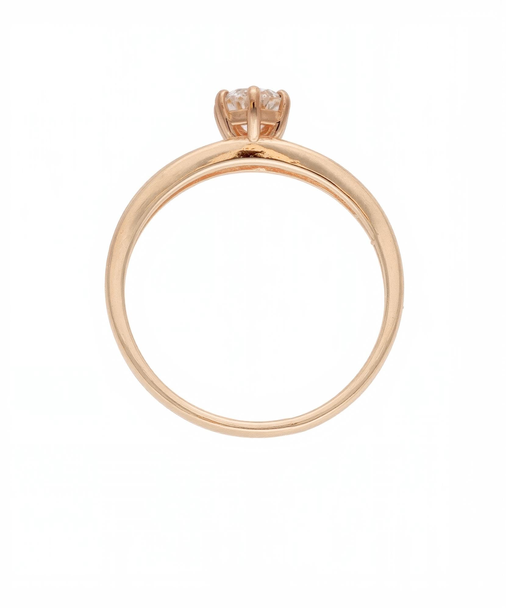 Prabangus rožinio aukso žiedas su 0,40 karato deimantu