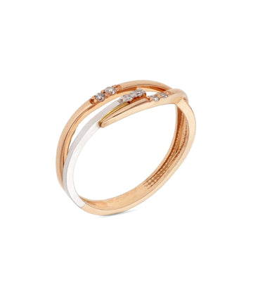 Dviejų spalvų auksinis žiedas su briliantais