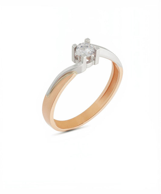 Dvispalvis žiedas su 0,16 ct deimantu