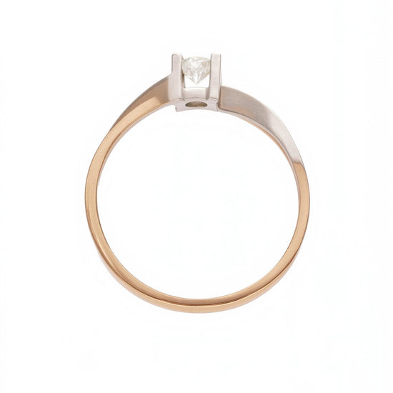 Elegantiškas dvispalvis aukso žiedas su deimantu