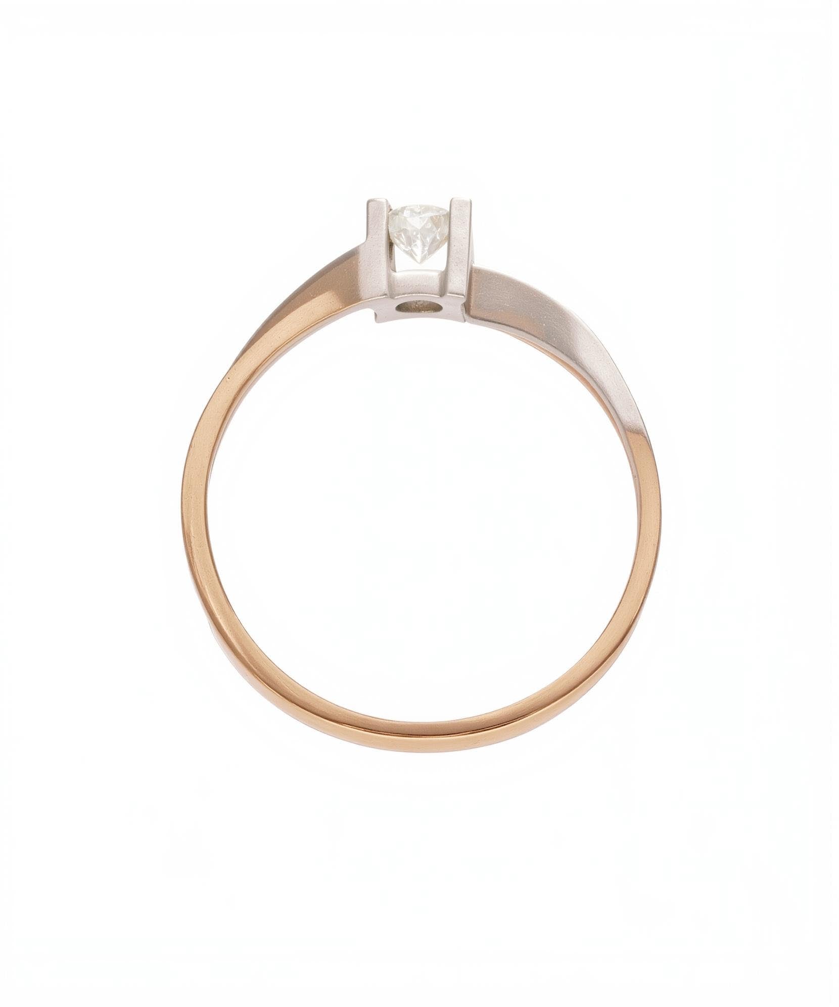 Elegantiškas dvispalvis aukso žiedas su deimantu