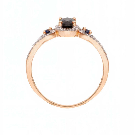 Unikāla dizaina gredzens ar melniem safīriem