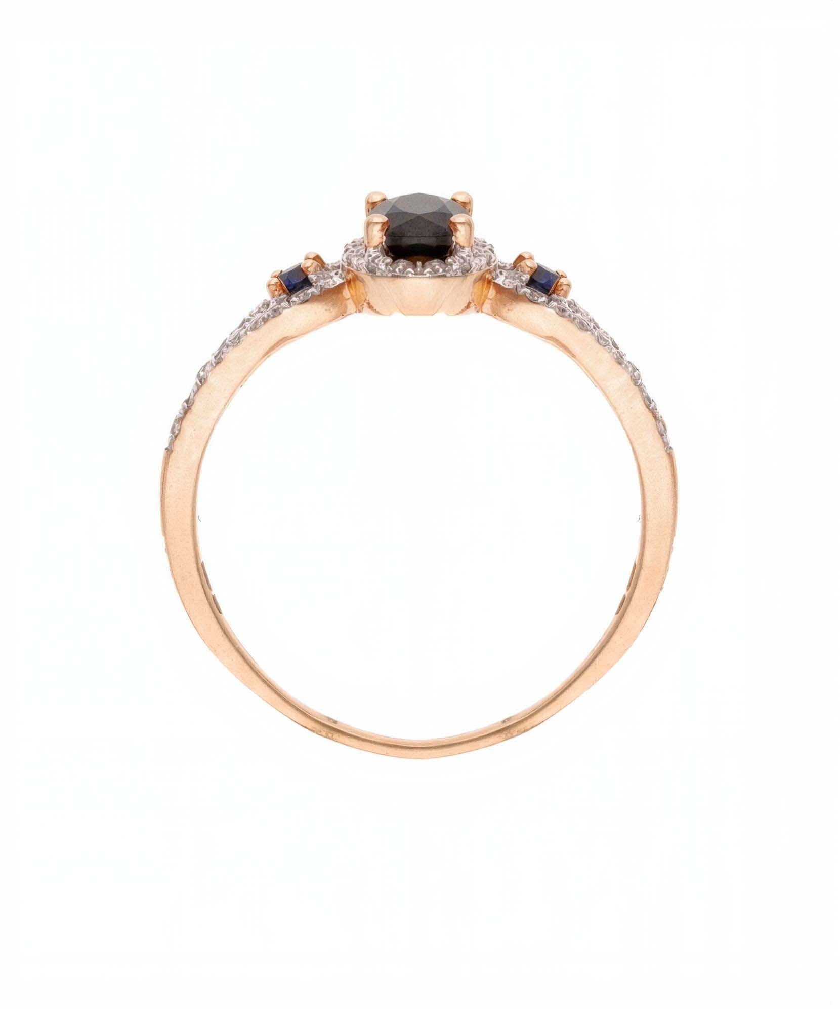 Unikāla dizaina gredzens ar melniem safīriem