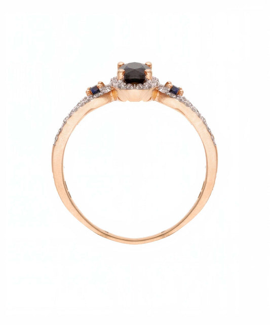 Išskirtinio dizaino žiedas su juodais safyrais