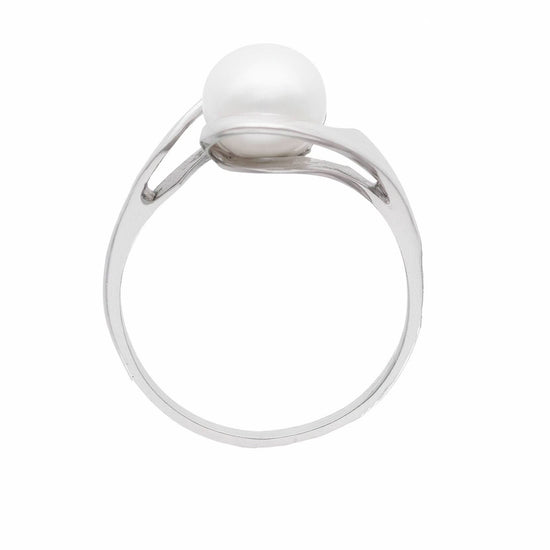 Klasikinio stiliaus žiedas su perlu – balto aukso papuošalas