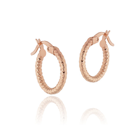 18 mm faktūruoti rožinio aukso auskarai