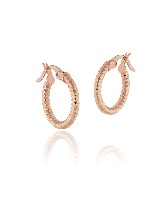 18 mm faktūruoti rožinio aukso auskarai