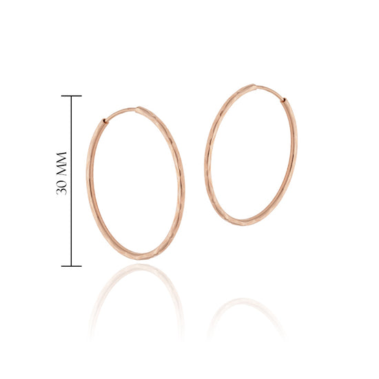 30 mm rožinio aukso faktūriniai auskarai