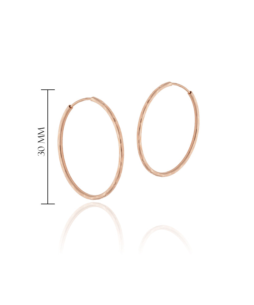 30 mm rožinio aukso faktūriniai auskarai