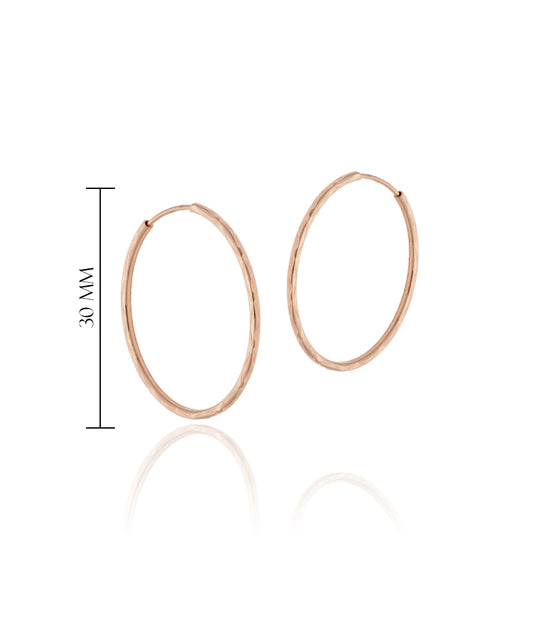 30 mm rožinio aukso faktūriniai auskarai