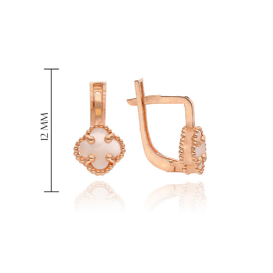 Metaliniai keturlapės formos auskarai su tekstūra