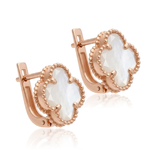 Keturlapės formos auskarai su perlamutru