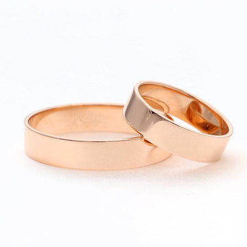 Klasikiniai lygūs 5 mm vestuviniai žiedai iš rožinio aukso