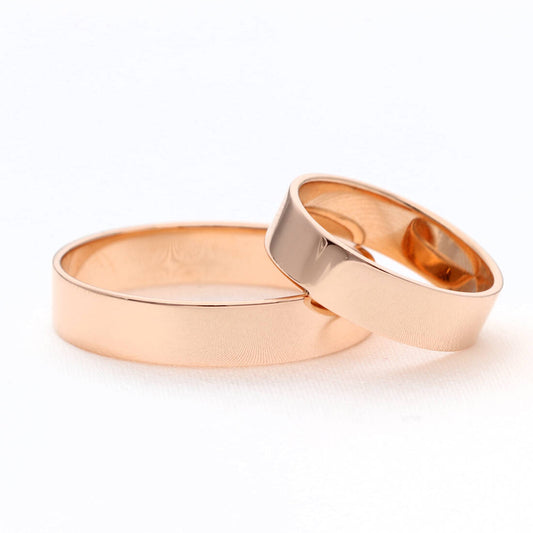 Klasikiniai lygūs 5 mm vestuviniai žiedai iš rožinio aukso